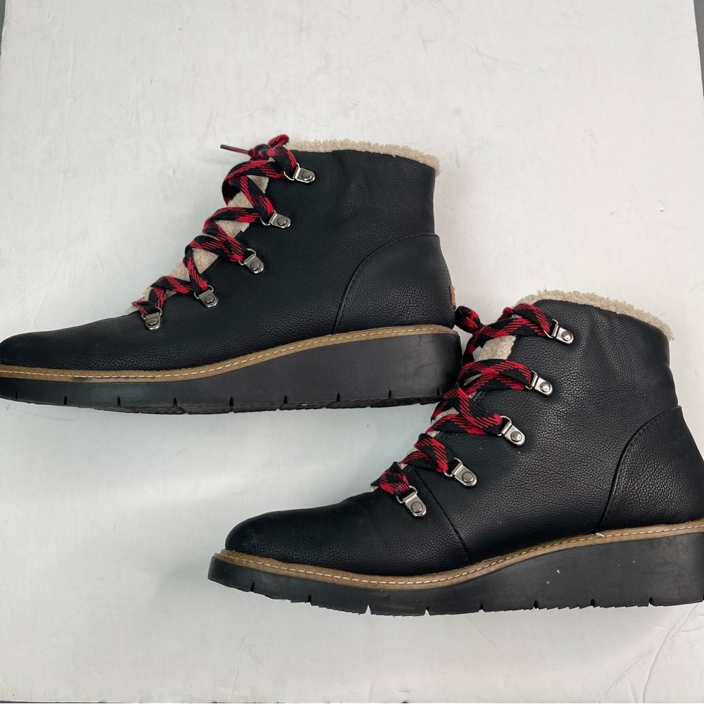 Dr. Scholls Ankle Boots Womens So Cozy Winter Hiking Lace Up Sherpa Black us 9.5 - Picture 4 of 9